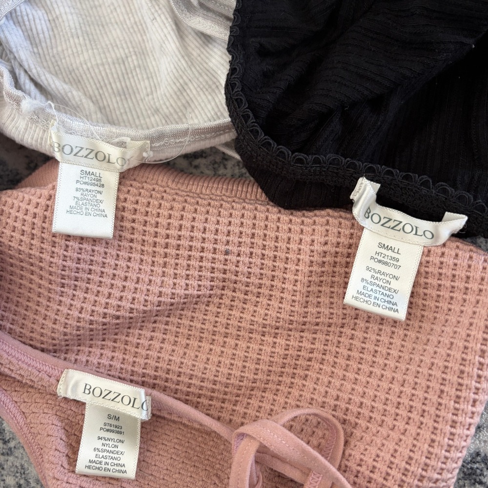 Bozzolo Womens Crop Top Lot of 3 Ribbed Waffle Knit Cami Tee Size Small Bundle - Picture 2 of 12